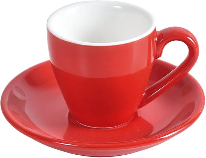 ionEgg Porcelain Espresso Cup with Saucer, Espresso shot Cup, 80ml/2.7Oz, Red…
