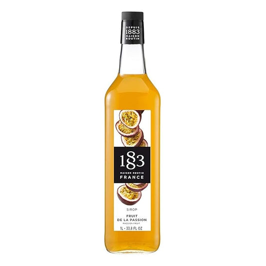 1883 Passion Fruit Syrup for Drinks, Made in France, 1 Liter Glass Bottle