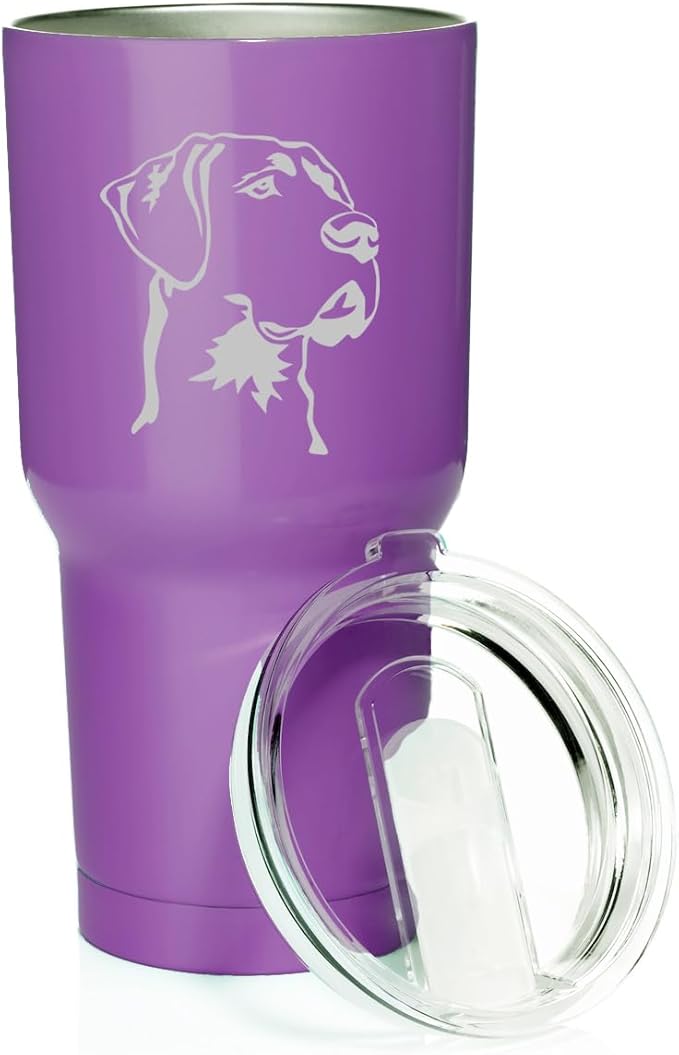 Smooth Body Tumbler Stainless Steel Vacuum Insulated Travel Mug Cup Gift Great Dane Face (Purple, 30 oz)