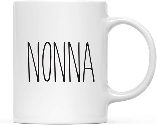 Andaz Press Simple Rustic Farmhouse Kitchen Decor 11oz. Ceramic Coffee Tea Mug Gift, Nonna, 1-Pack, Birthday Christmas Gift Ideas for Family, Friends