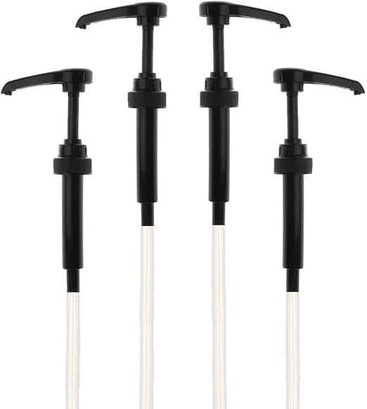 Black Coffee Syrup Pump for 750ml Bottles (Pack of 4) - Fits Upouria, Torani Syrups, DaVinci, (Monin 1 Liter Plastic Bottles Only), and Jordan's Skinny Syrups