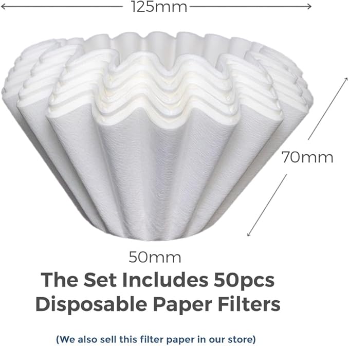 AGOGO Portable Pour Over Coffee Maker V60 Set - Easy Cleaning Compact 304 Stainless Steel Dripper for Camping & 50 Filters Paper & Cleaning Rag Cream 20 oz
