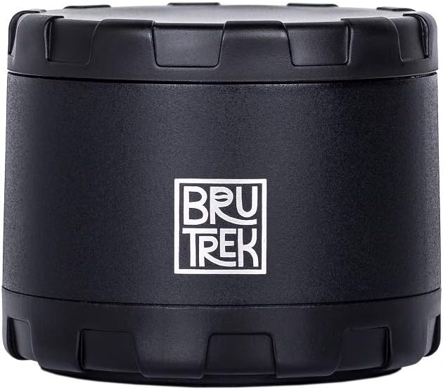 BruTrek CarGo Can, Stainless Steel Storage Container, Magnetic Bottom, Airscape Inner Lid Keeps Grounds Fresh, On The Go Store Herbs Coffee Spices Tea and More, Obsidian Black, 4 fl.oz