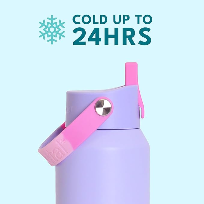 Elemental 40oz Insulated Water Bottle with Straw - 100% Leak-Proof Stainless Steel Core Water Bottles for Travel, Sports and Gym - Double Wall Insulation & BPA Free - Lilac Tie Dye