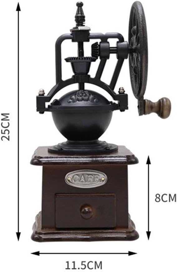 Manual Coffee Grinder, Wooden Coffee Bean Mill with Collection Container, Versatile Retro Wooden Coffees Grinder, Adjustable Coarse Adjustment for Home, Office