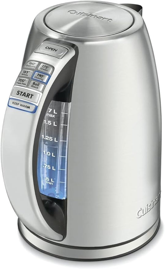 Cuisinart PerfecTemp 1.7-Liter Electric Kettle, Cordless Electric Tea Kettle, 1500W for Fast Heat-Up, 6 Preset Temperatures, 30-Minute Keep Warm, Stay Cool Nonslip Handle, CPK-17P1