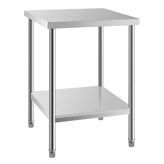 NSF Stainless Steel Table for Prep & Work 24 x 24 Inches, Commercial Heavy Duty Food Prep Worktable with Undershelf for Restaurant, Home and Hotel Christmas Preparation Table