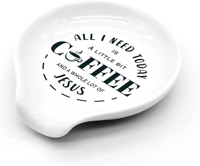 Funny Coffee Quote Ceramic Coffee Spoon Holder-Coffee Spoon Rest -Coffee Station Decor Coffee Bar Accessories-Coffee Lovers Gift for Women and Men (All I Need Today A Little Bit Coffee)