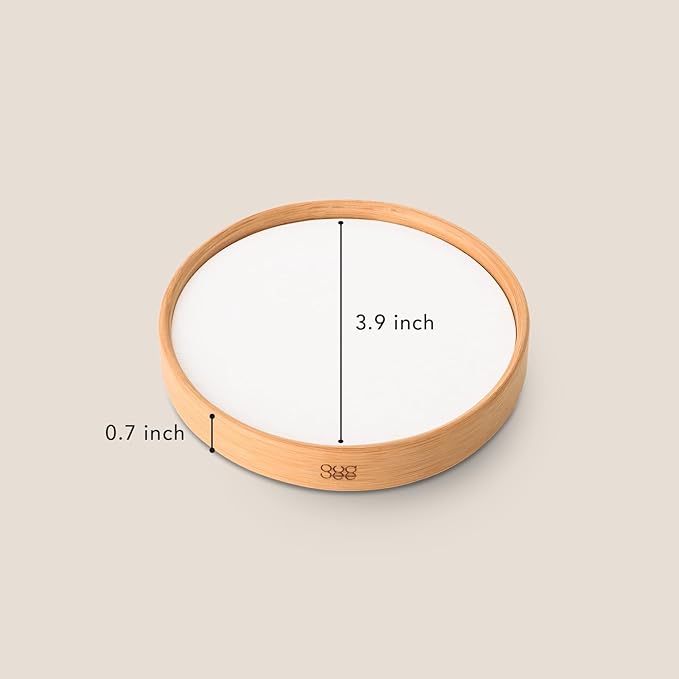 GUDEE TRIVI Set of 4 Water Absorbent Diatomite Coasters with Diatomaceous Earth and Bamboo Frame, Water Absorbing For Water Bottle and Dry Table, Countertop, Sink Area, Kitchen Bathroom Surface, White