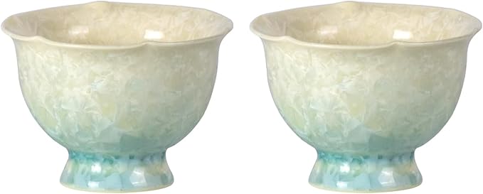KAMMAK Ceramic Tea & Coffee Cups Set of 2 - Vintage Crystalline Glaze Espresso Mugs, 2.8oz Hand Painted for Afternoon Tea or Coffee, Birthday Gift for Women Men, Yellow-Green Gradient