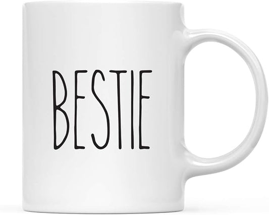 Andaz Press Simple Rustic Farmhouse Kitchen Decor 11oz. Ceramic Coffee Tea Mug Gift, Bestie, 1-Pack, Birthday Christmas Gift Ideas for Family, Friends