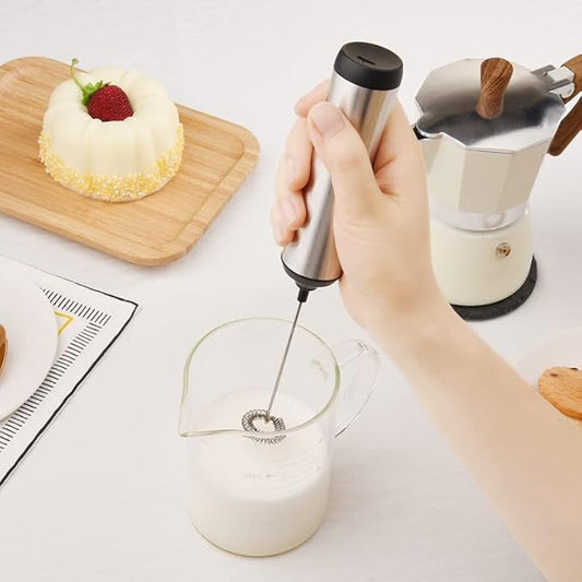 Kitchen small appliances Stainless Steel Rechargeable Milk Frother, Eco-Friendly Charging, Detachable Whisk for Lattes, Cappuccinos, Matcha, Hot Chocolate–Handheld Foam Maker with Metal Stand(Steel)