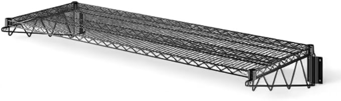 18" x 60" Black Wall-Mounted Wire Shelf with Epoxy Coating, Heavy-Duty Steel Storage Rack, NSF Certified, Easy Installation, Open Wire Design for Kitchen, Garage, or Utility Storage
