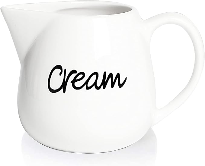 ONTUBE Porcelain Creamer, Ceramics Milk Creamer Pitcher 12OZ (White)