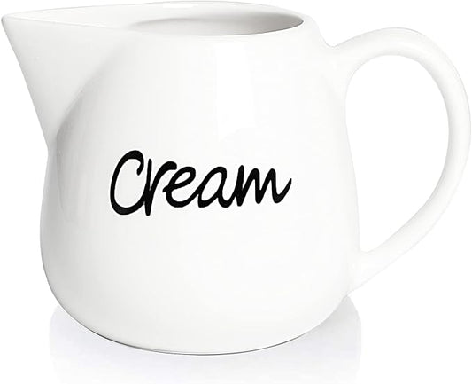 ONTUBE Porcelain Creamer, Ceramics Milk Creamer Pitcher 12OZ (White)