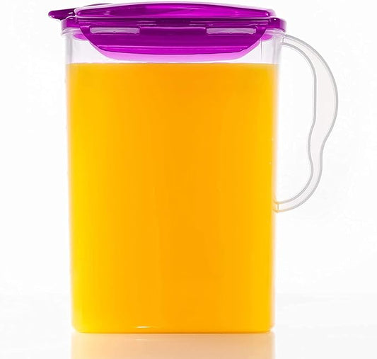 LocknLock HAP607P Aqua Fridge Door Water Jug with Handle, BPA-Free Plastic Pitcher with Flip-Top Lid and Easy-Pour Spout for Water, Juice, Tea, and Other Drinks, 3-Quart, Purple