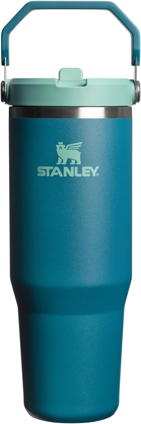 STANLEY IceFlow 2.0 Flip Straw Tumbler with Handle 30 oz | Twist On Lid and Flip Up Straw | Leak Resistant Water Bottle | Insulated Stainless Steel | BPA-Free | Coastal Teal