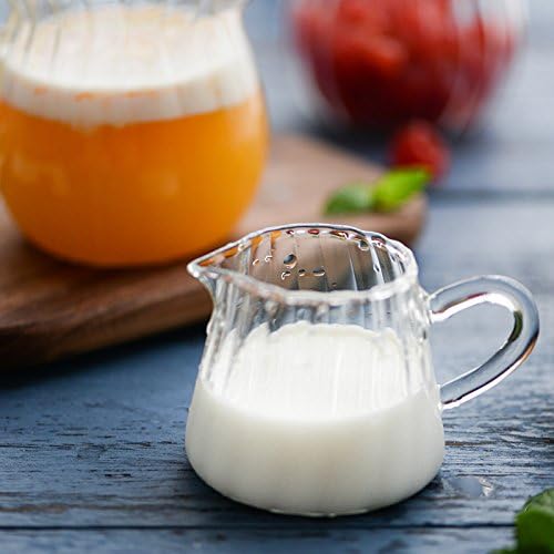 CHOOLD Creative Crystal Glass Creamer Jug - Embossed Stripe Design, Milk/Coffee/Server Jug (4/5.5/9/12oz)