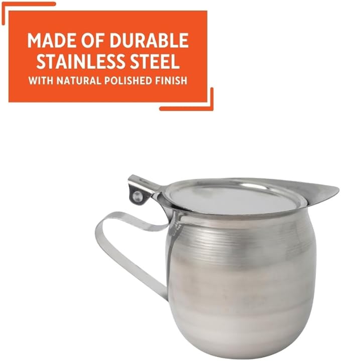 IMUSA USA Stainless Steel Creamer with Cover, 10oz, 10 ounces, Silver