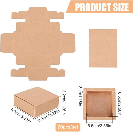 BENECREAT 20 Pack Kraft Paper Drawer Box Festival Gift Wrapping Boxes Soap Jewelry Candy Weeding Party Favors Gift Packaging Boxes - Brown (3.26x3.26x1.3)