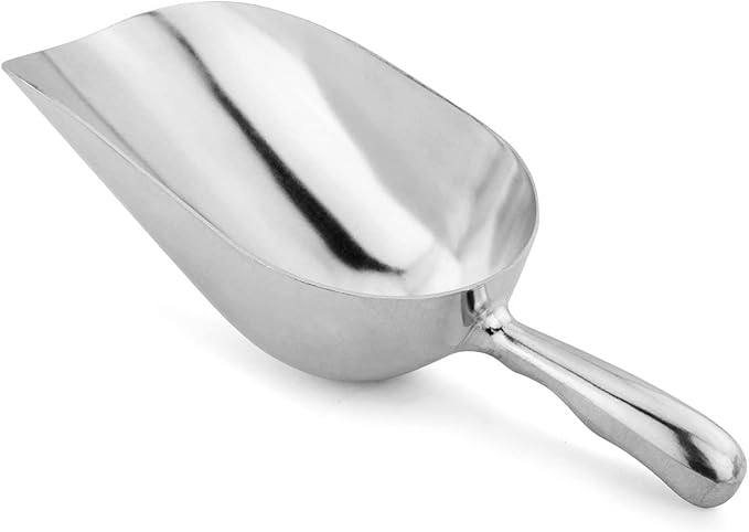 New Star Foodservice 34561 One-Piece Cast Aluminum Round Bottom Bar Ice Flour Utility Scoop, 38-Ounce, Silver (Hand Wash Only)