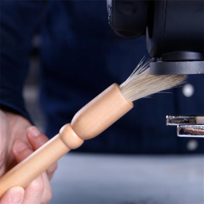 Coffee Grinder Cleaning Brush 2Pcs, Wood Handle & Natural Bristles Wood Dusting Espresso Brush Accessories for Bean Grain Coffee Tool Barista Home Kitchen