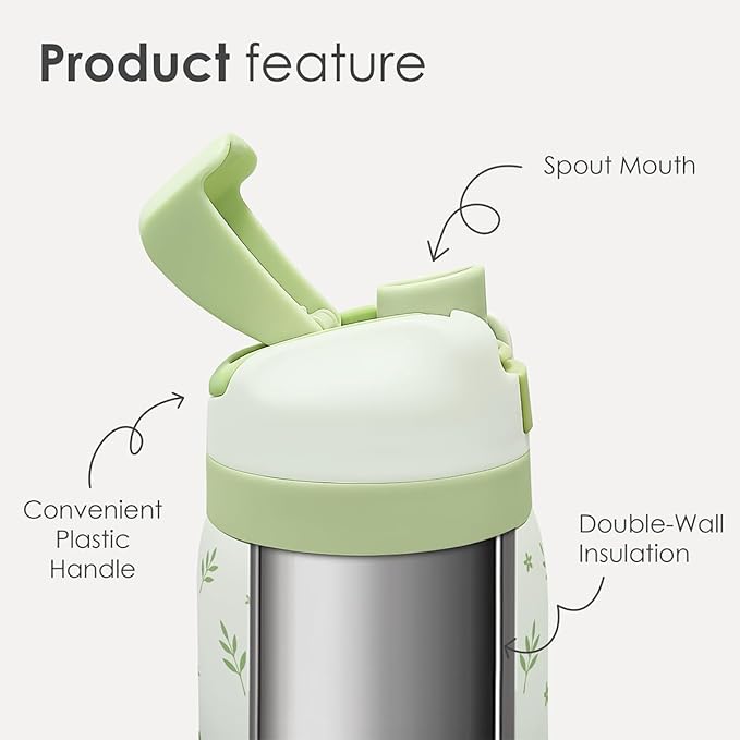 Botanical Insulated Stainless Steel Water Bottle with Straw for Sports and Travel, 32oz, Gifts for Women Girls Friends Teens Birthday Christmas