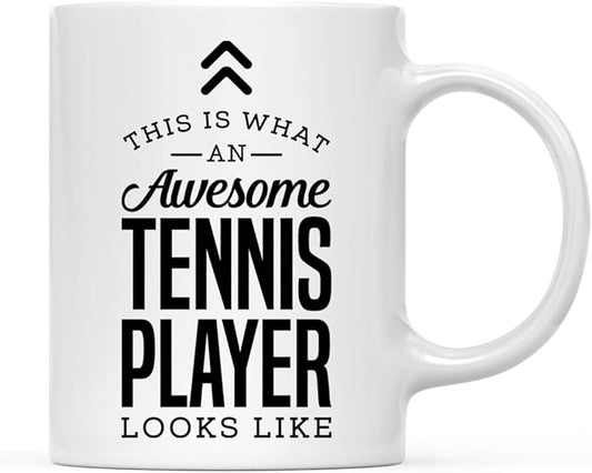 Andaz Press 11oz. Ceramic Coffee Tea Mug Thank You Gift, This is What an Awesome Tennis Player Looks Like, 1-Pack, Birthday Christmas Gift Ideas Coworker Him Her, Includes Gift Box