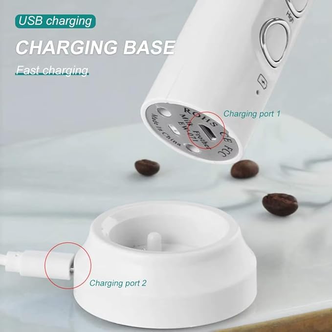 Milk Frother Handheld Rechargeable, Frother Wand Drink Mixer Electric Whisk for Coffee, Detachable With 3 Stainless Whisks, Hand Mixer for Lattes, Cappuccino, Matcha, Egg (TURQOISE BLUE) with Stand