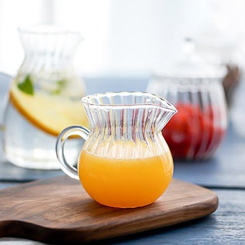 CHOOLD Creative Embossed Stripe Clear Crystal Glass Creamer or Serving Pitcher/Coffee Creamer Jug (4/5.5/9/12oz)