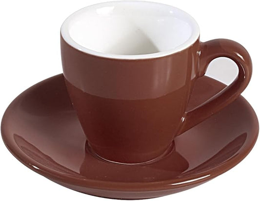 ionEgg Porcelain Espresso Cup with Saucer, Espresso shot Cup, 80ml/2.7Oz, Brown