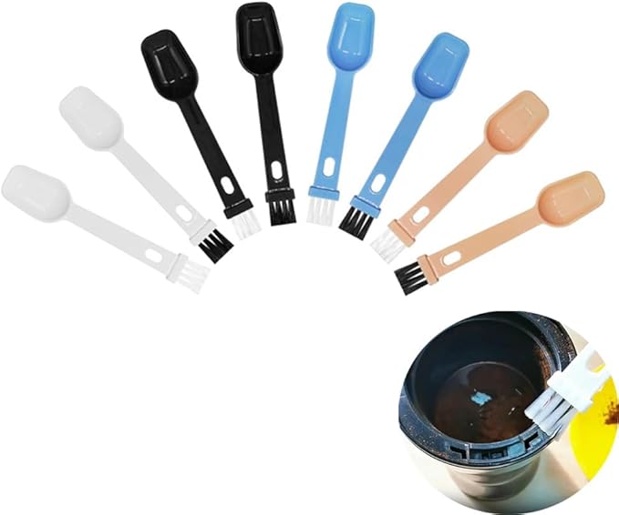 8 Pack Coffee Grinder Brush Cleaning Brushes Cleaner with Nylon Bristles and Scoop Spoon 2 in 1 Handy Tool Set for Barista Espresso Machine Scooping Herb Tea Powder Coffeemaker