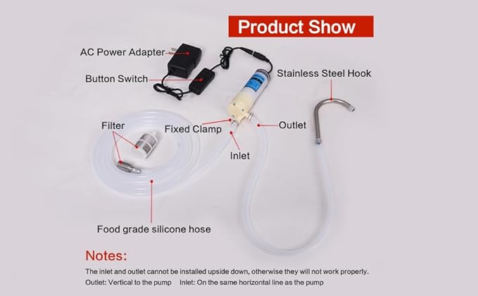 Food Grade Electric Water Transfer Pump 100-240V for Ice Maker,Coffee Machine and Water Cooling,Auto Siphon Small Self Priming Pump for Bottling Wine,Beer and Kombucha,2L/Min,Low Noise