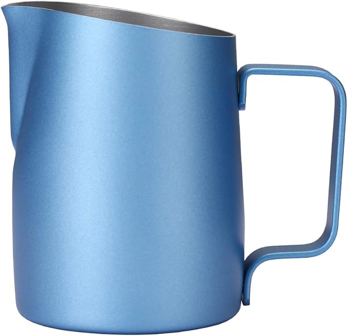 Espresso Steaming Pitcher, Espresso Milk Frothing Pitcher Stainless Steel, Coffee Latte Art Cup 14.2 OZ (420ml) Blue