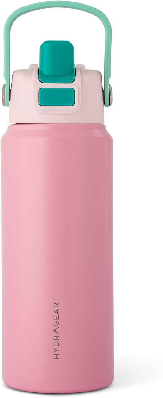 Hydragear RIO Stainless Steel Water Bottle – 24 oz – Double-Wall Vacuum Insulated with Push-Open Lid – BPA-Free - Carmine