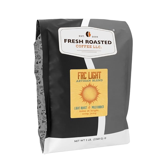 Fresh Roasted Coffee, FRC Light Roast Blend, 5 lb (80 oz), Kosher, Whole Bean