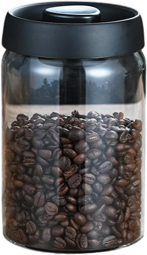 Sealed Glass Coffee Storage Canister Press Vacuum Seal Container for Bean Seasonings Dry Food Vacuum Press Coffee Container with Silicone Seal