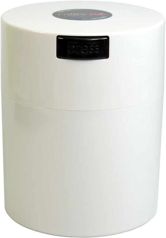 Coffeevac 1/2 LB – Patented Airtight Container | Multi-use Vacuum Container Works as Smell Proof Containers for Ground Coffee and Coffee Bean Containers. White Cap and Body