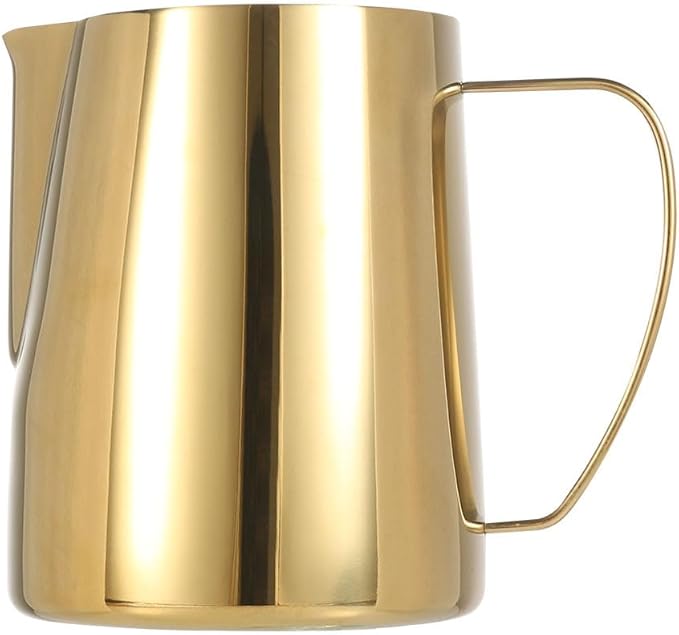 Milk Frothing Pitcher, 12oz/350ml Stainless Steel Espresso Steaming Pitcher, Milk Frother Steamer Cup For Latte Art, Gold