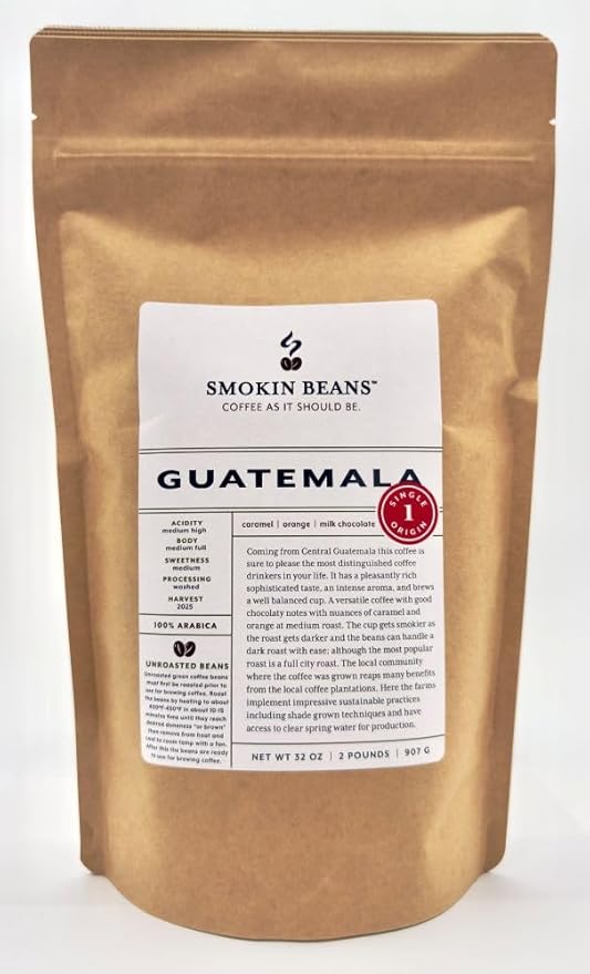 2-Pound Guatemala Washed Processing, Unroasted Green Coffee Beans, Fresh Current Crop Specialty Grade, Roast the Beans Yourself at Home on Your Roasting Equipment Prior to Using for Brewing Coffee