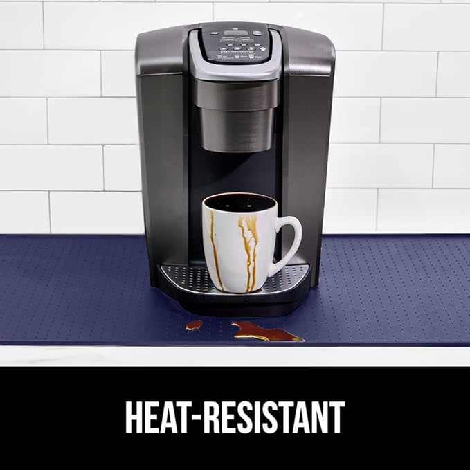 GORILLA GRIP Silicone Coffee Mat, Espresso Machine Bar Accessories, Keep Kitchen Counters Clean, Stays in Place, Waterproof and Heat Resistant Dish Drying Mats, Home Decor Essentials, 11.5x18.10, Navy