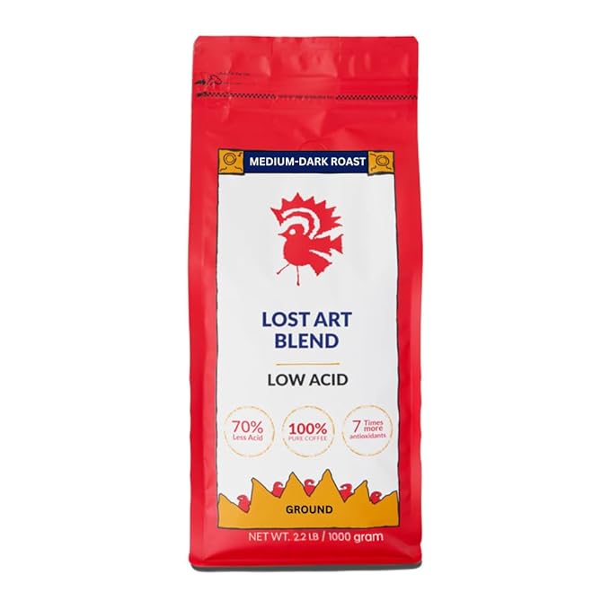 Puroast Low Acid Coffee Ground | Lost Art Blend Ground | Medium Roast | High Antioxidants & High pH |No Bitter Aftertaste | Reduced Heartburn & GERD | Suitable for Cold Brew - 2.2 LB