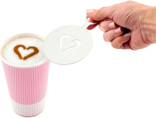 Restaurantware-Restpresso 4.75 Inch Latte Stencil, 1 Heart Coffee Stencil - Coffee Art Template, Decorate Cupcakes, Cakes, or Cookies, Stainless Steel Cappuccino Template, Heat-Resistant