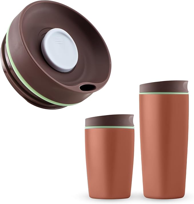 Replacement Lid for Owala SmoothSip Slider 20oz & 12oz, Top Cover Compatible with Owala 24oz Coffee Tumbler, Coffee Travel Mugs Leakproof Accessories, BPA-Free (Light Brown)