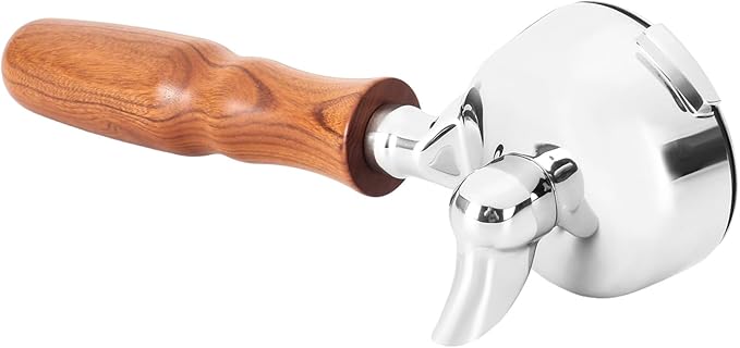 DIBTSA 58mm Espresso Portafilter Compatible with Nuova Simonelli,Single Spout 2 Ears, 304 Stainless Steel Head and Filter Basket and Wood Handle,Espresso Machine Parts