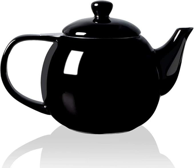 Sweejar Porcelain Teapot with Removable Stainless Steel Infuser,Microwave & Dishwasher Safe Tea Pots for Loose Tea,Tea Infuser Pots for Chrismas Women Gift (30oz Black)