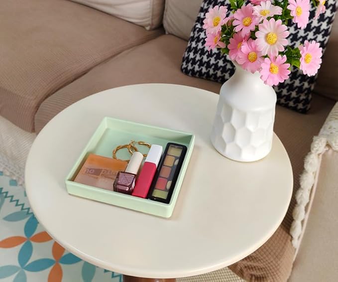 Small Square Serving Tray (5.9 inch), Durable Green Tray for Desserts & Organization, Lightweight for Coffee, Drinks, Party, Seasoning, Perfume and Display.