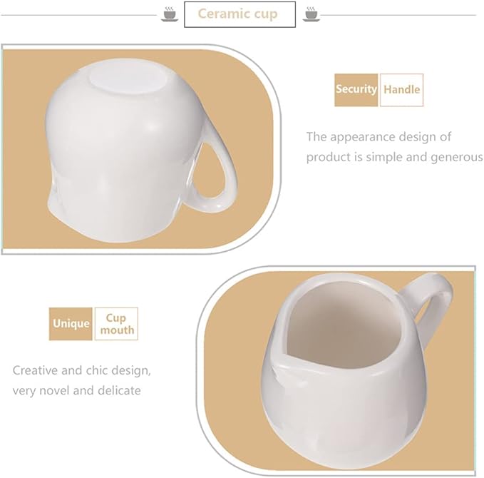 YARNOW Mini Ceramic Creamer Jug with Handle 1.6 Oz Porcelain Milk Pitcher for Coffee Tea Cream Sauce Serving Small Stoneware Milk Cup
