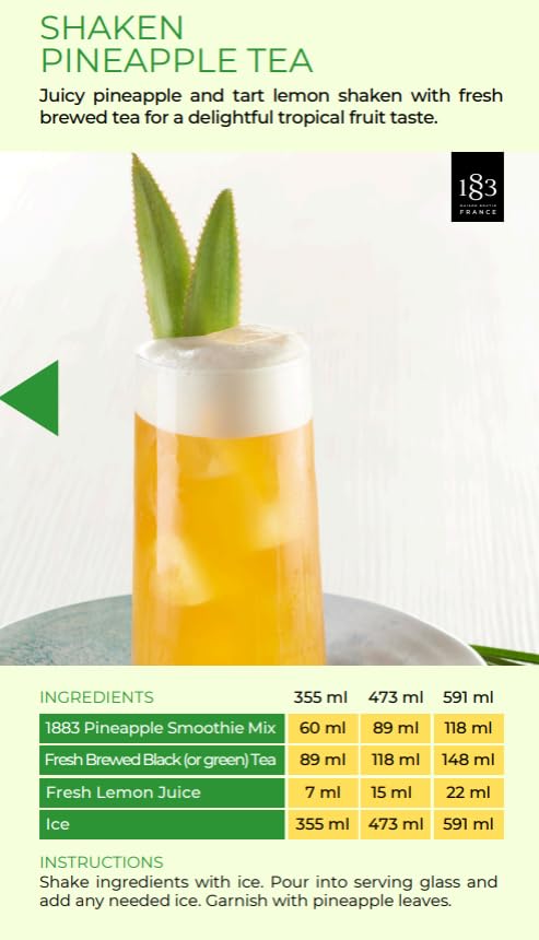1883 Pineapple Syrup for Drinks, Made in France, 1 Liter Glass Bottle