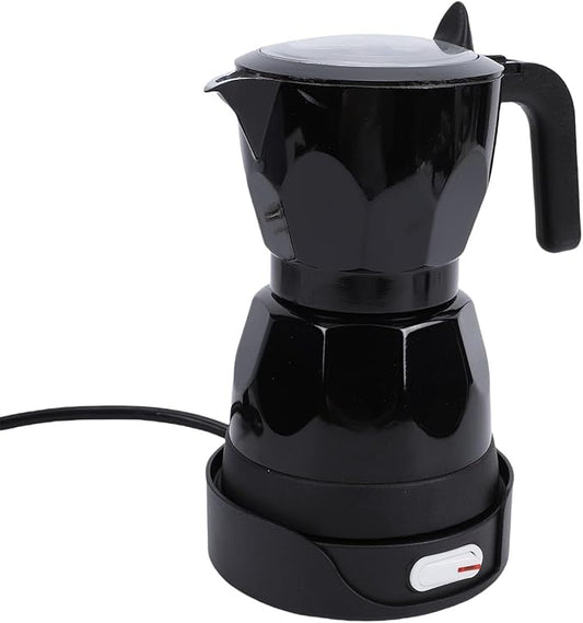 Electric Espresso Coffee Maker, 3 Cup Aluminum Italian Coffee Pot, Electric mokas Pot, Cuban Coffee Maker, Portable Mocha Pot Espresso Maker, Coffee Machine mokas Maker (Black)